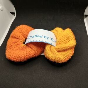 Hand Crafted Knit Scrunchies Yellow Orange Hair Band Accessories